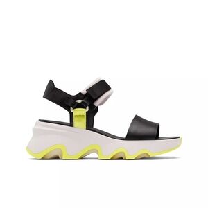 EUC SOREL Women's Size 10 Kinetic Impact Y-Strap High Sandal Black Neon Yellow